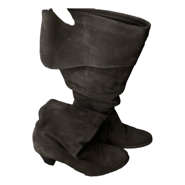 Brown suede slouch boots