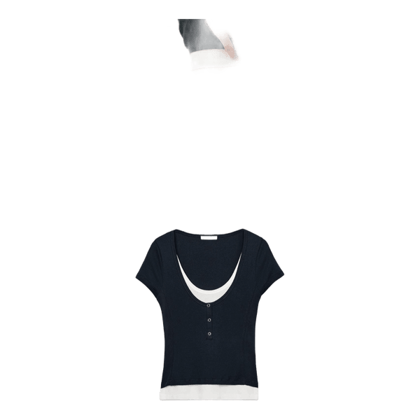 Mørkeblå lagdelt t-shirt