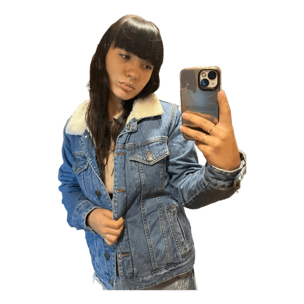 Blue denim shearling jacket