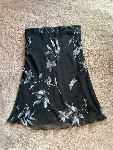 Black floral midi skirt