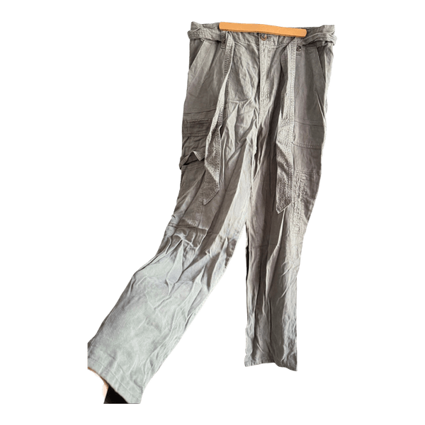 Green belted cargo trousers
