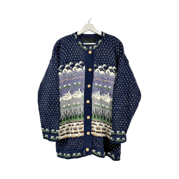 Navy blue swan lake patterned cardigan