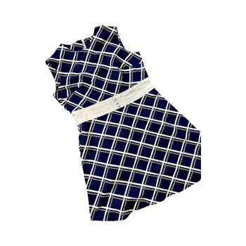 Sininen ruudullinen 70s mekko