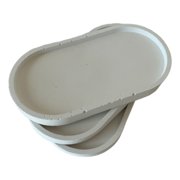 3 White decorative oval trays