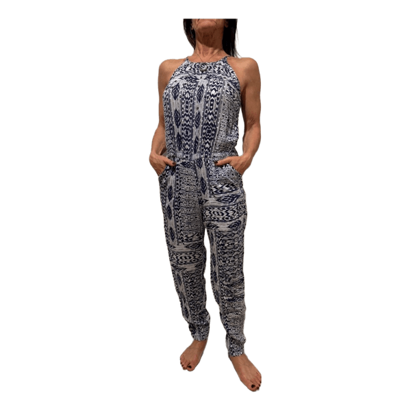 Blue patterned jumpsuit