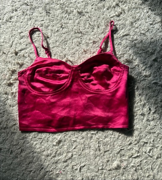 Pink satin corset top