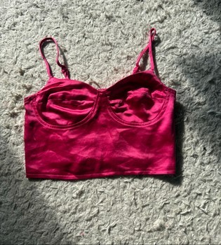 Pink satin corset top