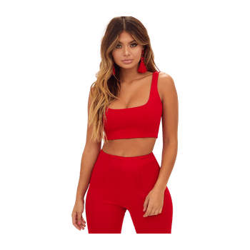 Red Zip Back Crop Top