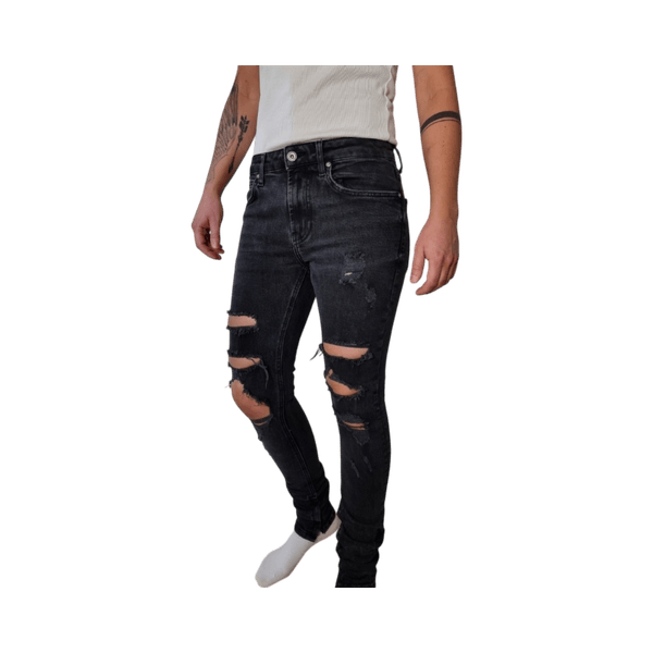 Bershka mustat revityt skinny-farkut