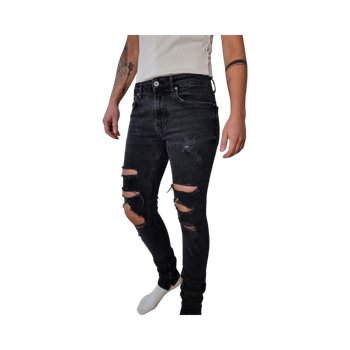 Bershka mustat revityt skinny-farkut