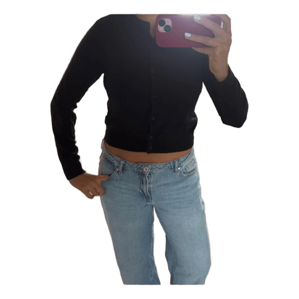 Sort langærmet cardigan