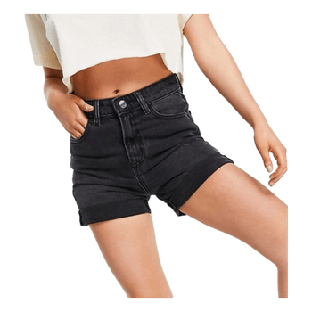 Black denim shortsDTT Don't Think Twice High Waisted Denim Shorts UK18 Black Grey Curve Summer Casual