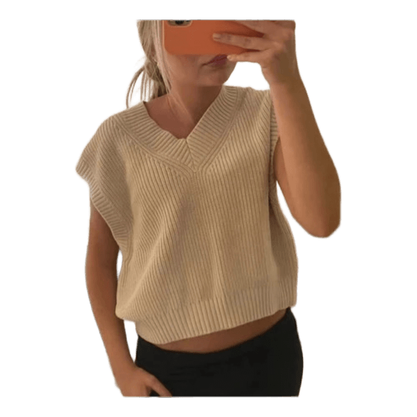 Beige stickad väst