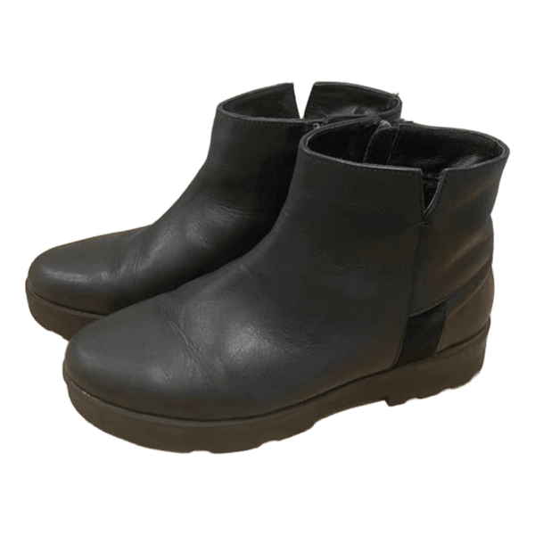 Black leather ankle boots