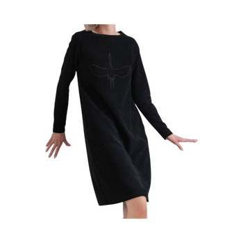 musta Kurki velour-mekko Yo Zen design