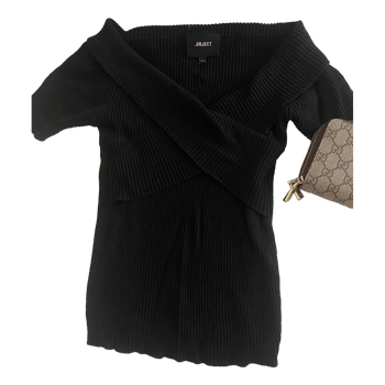 Black ribbed knit top