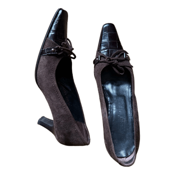 Brown suede court shoes