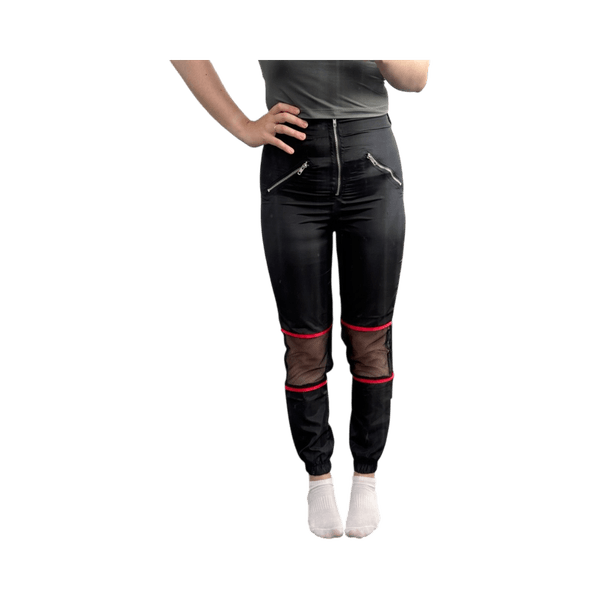 Black mesh panel joggers