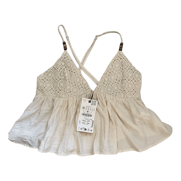 Beige top med blonder fra Zara