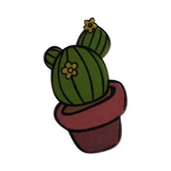 Pink potted cactus pin
