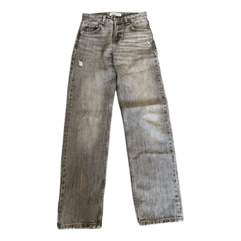 Grey distressed straight jeans