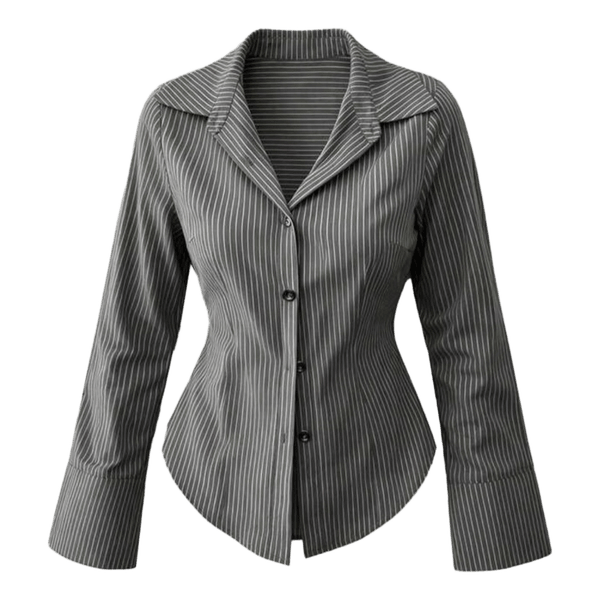 Grey striped button-down shirt