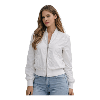 White graphic bomber jacket