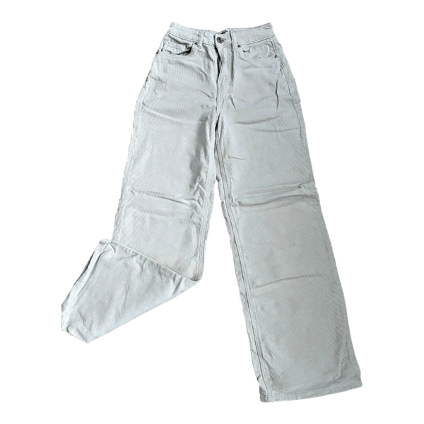 Cream corduroy wide-leg trousers
