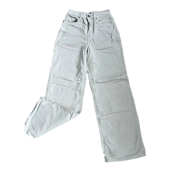Cream corduroy wide-leg trousers