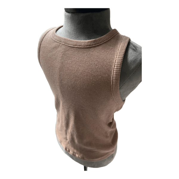 Beige ribbed tank top