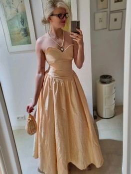 Vintage ballroom silk gown with handbag