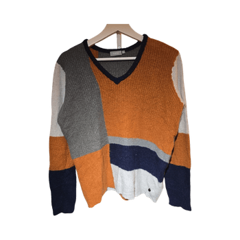 V-kaula väriblokkipaita