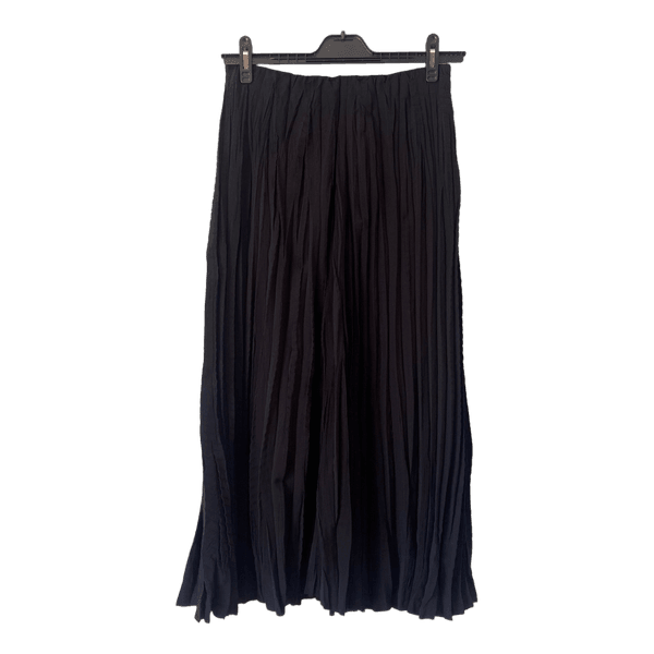 Massimo Dutti Black Pleated Midi Skirt EU 38 Minimalist Elegant Side Zip Flowing Skirt