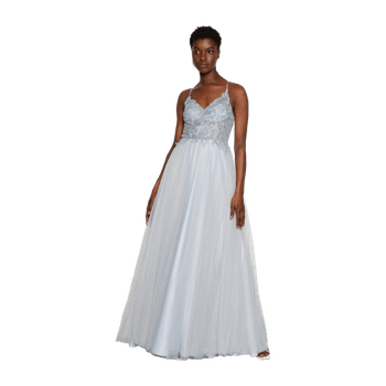 Mascara Misty Blue Open Back Prom Dress