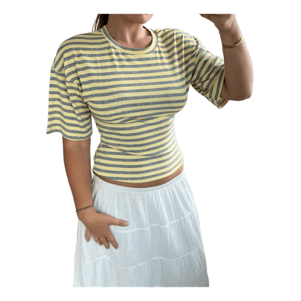 Stribet t-shirt i gul og grå