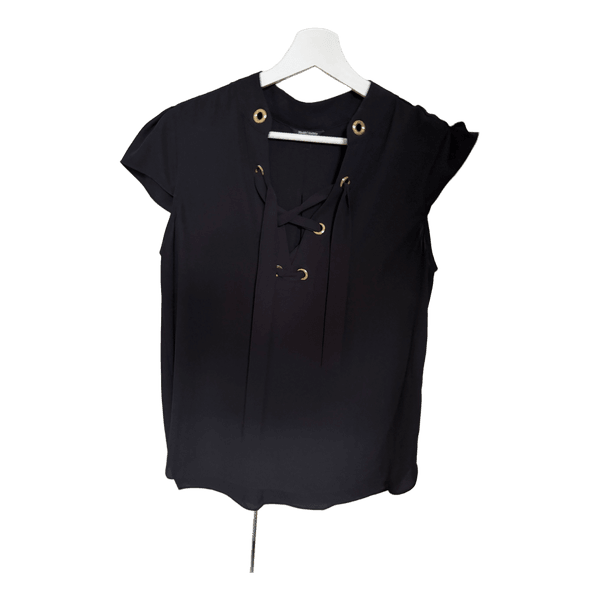 Black lace-up top