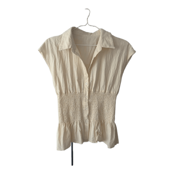 Beige kortærmet bluse