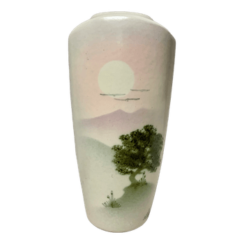 Beige ceramic landscape vase