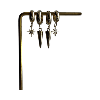 Golden star and cone earrings