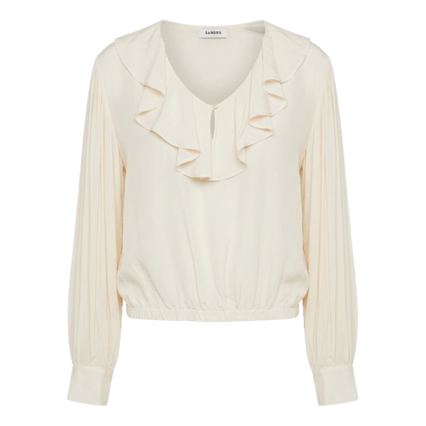 Sandro cream ruffle blouse