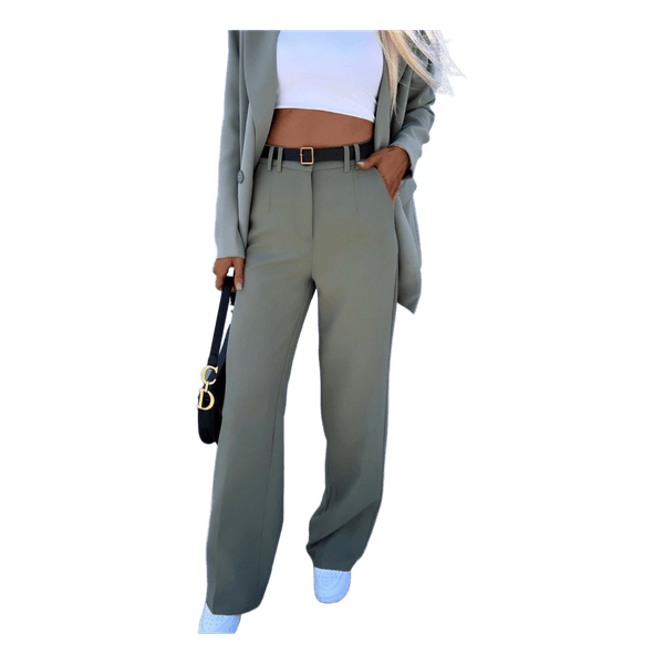 Khaki wide-leg trousers
