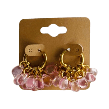 Vaaleanpunaiset pienet pisarahelmi-korvikset