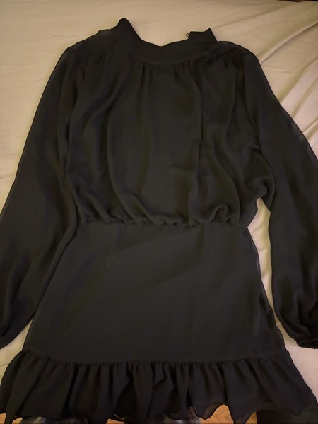 Black chiffon mini dress