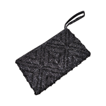 Beaded navy blue clutch bag