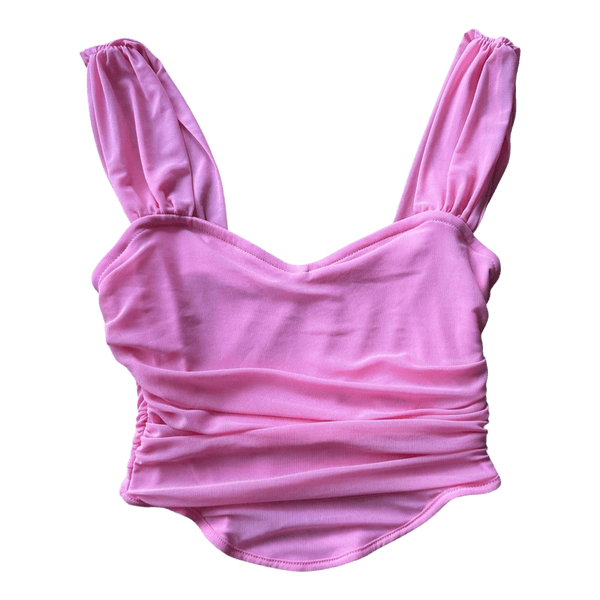 Pink ruched corset top