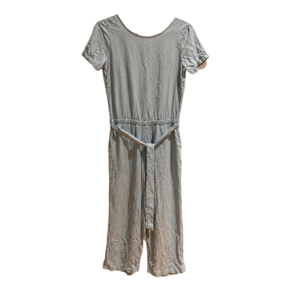 Lyseblå kortærmet jumpsuit 3/4 længde i benene