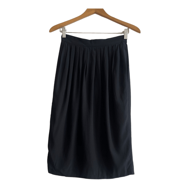Pianoforte di Max Mara Vintage Silk Midi Skirt 36 Black Made in Italy Deadstock