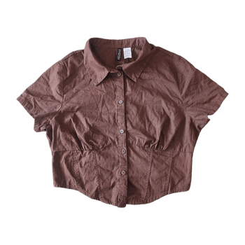 Brown cropped button shirt
