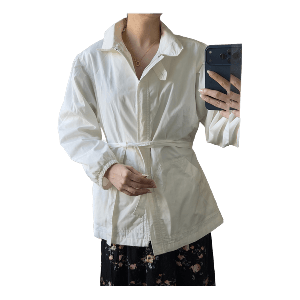 White zip jacket with belt