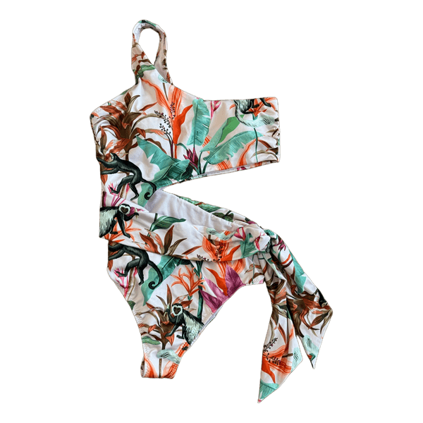 Tropical monkey print swimsuit